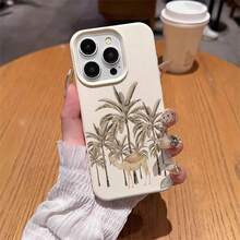 1个TPU复古棕榈树骆驼图案手机壳，兼容 17 Pro Max/17/16 Pro Max/15/13/12/11、S20 FE/A15/S24/A55、Note 11/12/13 Pro，全包防震软壳保护套，国际版，非国内版 - 白色 - 查看 4