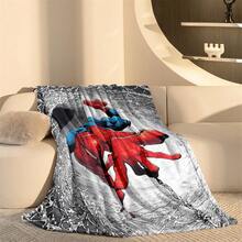 Marvel Spider-Man Themed Flannel Blanket, Featuring A Black, White And Gray Spider Web Tunnel Design, Highlighting The Dynamic Scene Of Spider-Man Traversing Perilous Environments. This Soft And Warm Blanket Can Be Used As A Sofa Cover, Nap Blanket, Or Bedding Decor. - Multicolor - View 8
