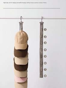 1 Set 8 Clip Baseball Cap Organizer - Grau und Schwarz Wandmontage/Kleiderschrank Hänge Mützenhalter, hält 8 Mützen, hochwertige Klammer Mützenlagerung, Kleiderschrank Accessoire und praktische Dekoration für Mützensammler und Modebegeisterte - Verschiedenfarbig - Übersicht 12