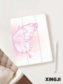 1个粉色蝴蝶图案平板电脑保护套，兼容10.2英寸（第十代）/（A16）11英寸（第十一代，2025款）、Pro 11英寸（2021/2020款）、Galaxy Tab A8 10.5英寸（2022款）、Matepad 10.4/Tab，带笔槽，防摔，平板电脑支架，支持自动休眠/唤醒 - 彩色 - 查看 3