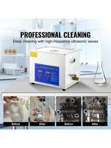 10L Ultrasonic Cleaner 2.5 Gal Professional, Easy To Use With Digital Timer & Heater, Stainless Steel Industrial Machine For Jewelry Dentures Small Parts, 110V, FCC/CE/RoHS Certified, 10 Liter - Silver - View 2