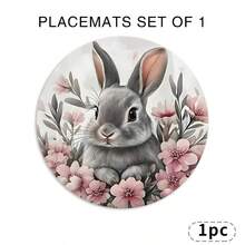 4pcs Spring Rabbit Tableware Set, Polyester Round Placemats, Hand Wash, Non-Slip, Washable, Easter Flower & Rabbit Pattern, Suitable For Home, Kitchen, Party, Restaurant Decor, Size 15 Inches - Multicolor - View 19