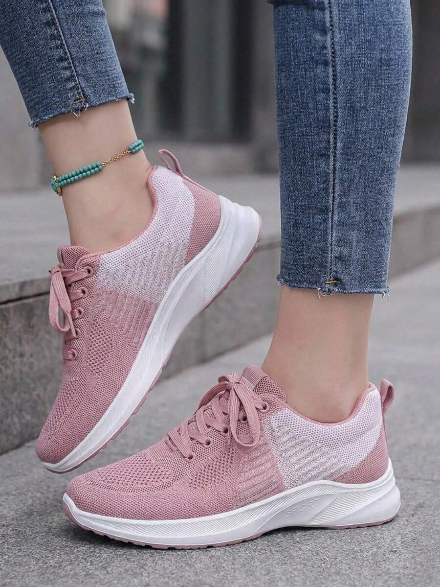 Women's Breathable Mesh Sports Shoes With Lightweight Design - Pink - View 1