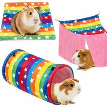 Đường hầm cho chuột lang và chuột hamster, đường hầm và ống dẫn cho thú cưng nhỏ, ống và thảm đường hầm bằng len mềm cho động vật nhỏ, phụ kiện góc chuồng trú ẩn, thích hợp cho chuột lang, thỏ, chồn, chinchilla, nhím, v.v. - Xem 13