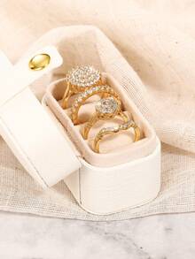 4 Stücke Mode Kubikzirkonia Ringe mit Box für Frauen für Hochzeit Verlobung Jahrestag Party Schmuck Valentinstag Geschenk - 1# - Übersicht 3