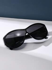 Y2K Style Oversized Black Plastic Retro Fashion Glasses, Fashionable Street Wear, Unisex Outdoor Travel Beach Casual Decoration Daily Wear Summer - Black - View 3