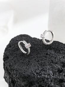 1 Pair Minimalist Elegant Cubic Zirconia Square Stud Earrings, Versatile Daily Wear For Women & Girls - Multicolor - View 3