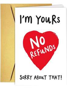 1pc Funny Anniversary Greeting Card – I'm Yours Love Romantic Cards For Wife Husband – 300GSM Boyfriend Or Girlfriend Valentines Day Card With Red Envelope (I'm Yours) - View 4