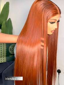 36 Inch Wear And Go Glueless Wigs Human Blended Hair Pre Plucked Pre Cut With Baby Hair 180 Density 13x4 HD Lace Closure Wigs 12A Straight Wigs Ready To Wear Wig For Beginners Ginger Orange 350 - S350 - View 3