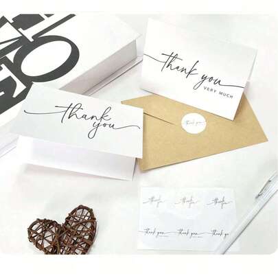 10/20 Packs Assorted Thank You Cards With Kraft Envelopes And Matching Stickers, 3.5x5 Inches, Minimalist Design | Suitable For Business, Wedding, Baby Shower, Bridal, Graduation And Funeral
