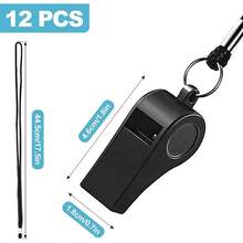 12Pcs Whistle With Lanyard Referees, Sports, U2013 High - Pitched Whistle, Durable And Loud - Initial - View 2