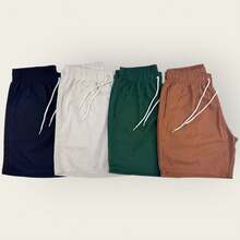 Kit 4 Premium Linen Shorts Bermuda Mauricinho Men's Casual Basic Comfortable Specific Colors, MILITARY GREEN, White, Black (Colorful) - 鏽棕色 - 查看 1