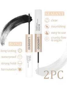 LASHDEVO 2pcs/Set Extra Strong Eyelash Glue, 2-In-1 Waterproof Long-Lasting Eyelash Adhesive (Glue 5ml/0.17fl Oz, Sealer 5ml/0.17fl Oz) - Rose Gold - View 1