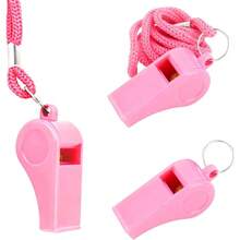 Whistle, Pink Whistles With Lanyard Plastic Loud Whistle Referee Loud Crisp Sound Emergency Whistle Teacher Polices Officials School Soccer Outdoor Enthusiasts Dog Training Party Favors - Pink + 3 PCS - View 2