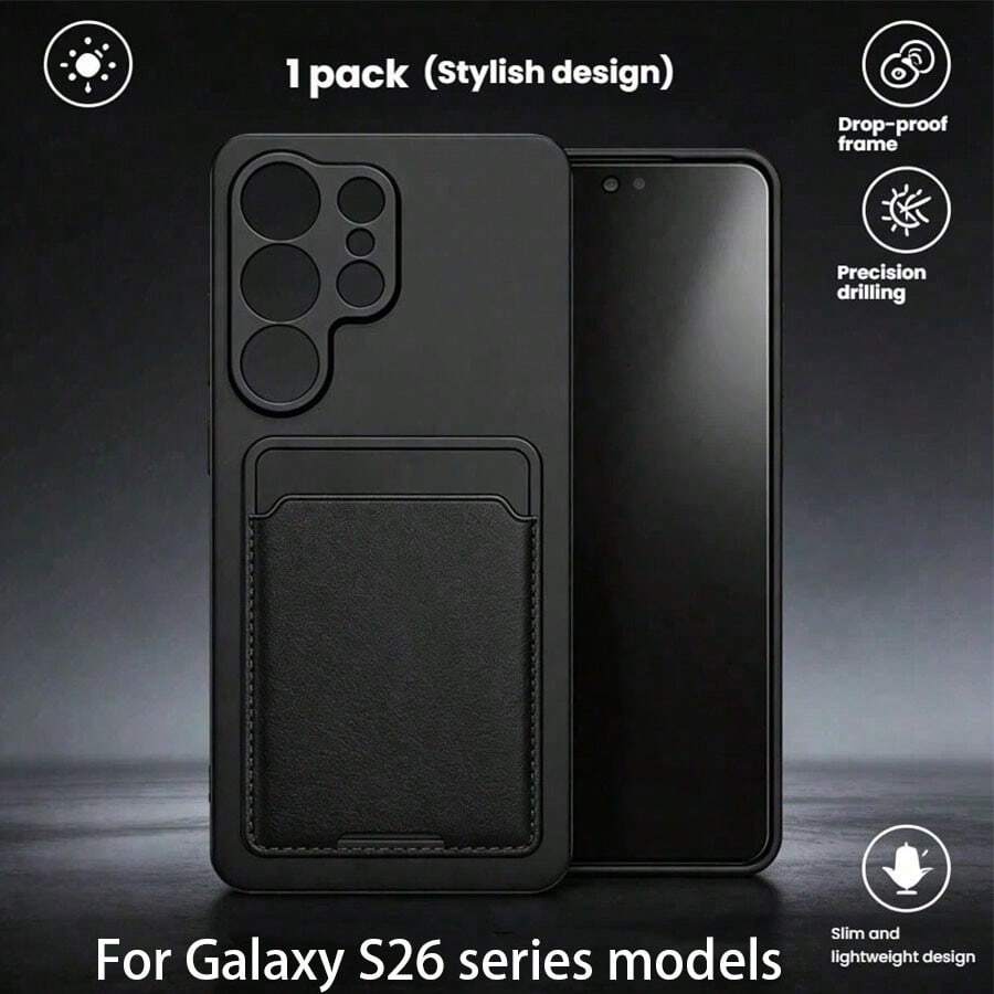 1个黑色硅胶Galaxy卡槽手机壳，适用于Galaxy S26 Plus和Galaxy S26 Ultra。这款卡槽手机壳采用硅胶材质，纯黑色，具有防摔防爆功能。它提供军用级防护，哑光表面，厚度为…… - 黑色 - 查看 1