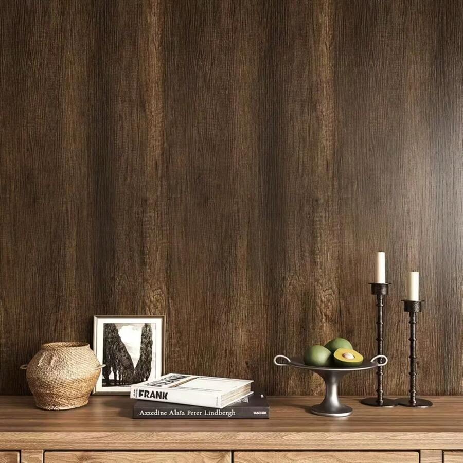 1 Roll Self-Adhesive Furniture Renovation Wallpaper, 17.7inX39.3in/118.1in/196.8in Wood Grain, Suitable For Desktops, Cabinets, And Refinishing Old Wooden Doors, Can Be Used For Cabinets, Drawers, Kitchen, Bathroom, Removable Peel And Stick Wallpaper