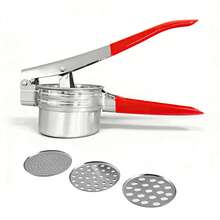 Prensa de patatas de acero inoxidable resistente, prensa de verduras y frutas, apta para puré de patatas, jugos, verduras y comida para bebés, herramienta de cocina manual para triturar - Multicolor - Ver 14