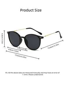 1 par de gafas de moda redondas de metal para mujer, accesorio diario - Gris - Ver 6