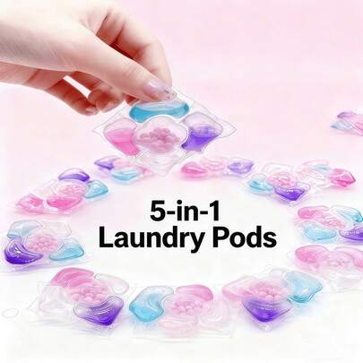 5-In-1 Laundry Balls, Laundry Beads, Laundry Capsules, 30pcs/50pcs Per Bag, Quickly Removes Stains, Long-Lasting Fragrance, Keeps Your Closet Fresh, Suitable For Travel And Portable Use.