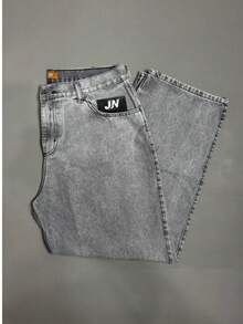 Light Gray Baggy Jeans, Basic Style, Unique Sportlife Denim Original - Light Grey - View 6
