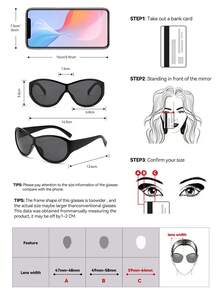 Y2K Style Oversized Black Plastic Retro Fashion Glasses, Fashionable Street Wear, Unisex Outdoor Travel Beach Casual Decoration Daily Wear Summer - Black - View 5