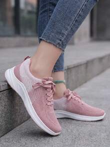 Women's Breathable Mesh Sports Shoes With Lightweight Design - Pink - View 4