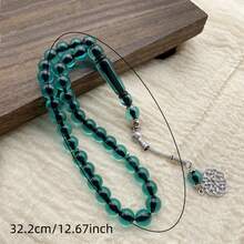 1pc Transparent Green Acrylic Beaded Bracelet, Elegant Prayer Beads For Women, Casual Daily Wear - Multicolor - View 4