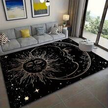 "The Celestial Body" Pattern Flannel Carpet, Featuring Stars, The Sun And The Moon, Represents The Design Of The Universe , 2D Digital Printing, Non-Slip Rubber Bottom, Multiple Sizes Available. Suitable For All Seasons, Washable, Machine Washable, Comfortable, Unique, Suitable For Him, Her, Family Members, Boyfriend, Girlfriend, Father, Family Members, Mother, Lover, Daughter, Son, Grandfather, Grandmother, Teacher, Doctor, Nurse, Friend, Classmate, Pet. As Birthday Gifts, Household Items, Wedding Items, Souvenirs, Home Decoration, Daily Life, Office Decoration, Birthday, Anniversary, Valentine's Day, Thanksgiving, Graduation Season, Christmas, Halloween, Mother's Day, Father's Day, Wedding, New Year Gift Decoration. Suitable For Shopping Centers, Restaurants, Kitchens, Bathrooms, Living Rooms, Bedrooms, Corridors, Balconies, Outdoor Doors, Door Mats, Entrance Mats, Non-Slip Mats, Offices, Cafes, Piano Room Floor Decoration - 多色3 - 查看 1