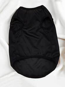 1 pieza Chaleco para mascotas, chaleco sin mangas ligero y transpirable para gatos, previene el desprendimiento del pelo, manga corta para perros pequeños y cachorros, ropa para mascotas adecuada para todas las estaciones - Negro - Ver 4