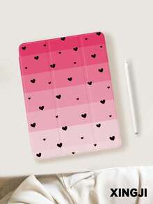 1pc Gradient Pink Heart Pattern Tablet Protective Case, Compatible With 10.2" 10th/ (A16) 11" 11th 2025, Pro 11" 2021/2020, Galaxy Tab A8 10.5" 2022, Matepad 10.4/Tab, With Pencil Slot, Anti-Drop, Tablet Stand, Support Auto Sleep/Wake - Multicolor - View 4