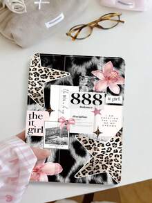 1pc Fashionable Leopard Print Patchwork Slogan Design Tablet Protective Case, Compatible With 10.2 Inch 2021/2020 10th/9th/8th Gen, (A16) 11 Inch 11th Generation 2025, Compatible With Samsung Galaxy Tab A8 10.5 Inch 2022, / Tablets, With Pencil Slot, Auto Sleep/Wake Cover - Multicolor - View 3