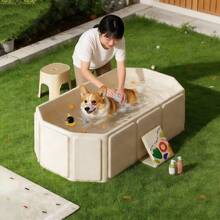 Bañera plegable para perros, bañera de almacenamiento plegable, piscina de arena para perros, bañera de lavado para perros, bañera plegable blanca para mascotas - Ver 3
