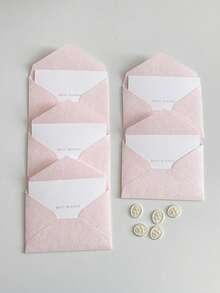 5套纹理信封卡片套装，包括：烟蓝色婚礼/派对邀请函、青柠绿节日贺卡和邀请函、复古粉色贺卡和情书、米色文具套装、浪漫手写便笺卡和邀请函 - 暈染 - 查看 14