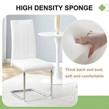 MUUOKY 2026 New Dining Chairs Set Of 2, Modern Faux Leather Upholstered Dining Room Chairs With Thick Cushioned Seat And Backrest, Sturdy Metal Legs Kitchen Side Chairs For Small Space Apartment And Living Room, Easy Assembly, Perfect For Christmas And Thanksgiving Decor - White+Silver - View 5