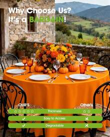 Round Tablecloth Set Party Solids 4/8 Pack Premium Plastic Tablecloth 54in. X 108in. Round Plastic Table 8/4PCS Set - 橘色 - 查看 5