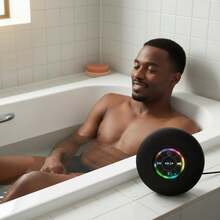 Waterproof Bluetooth Shower Speaker With RGB Light, Strong Suction Cup Wireless Speaker For Bathroom, Loud Bass Portable Speaker With Mic & Free Charging Cable - View 6