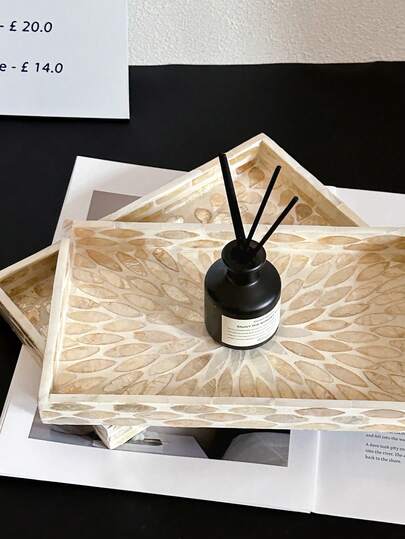 1pc INS Style Shell Inlaid Decorative Tray, Colorful Patchwork Square, Handmade Inlay. Suitable For Decorating Living Room Coffee Table, Dining Table, And Daily Storage. Also Can Be Used As Holiday Gifts And Party Table Decor. Suitable For Women's Storage & Organization, Travel Essentials, Back To School Dorm Storage.,Room Decor