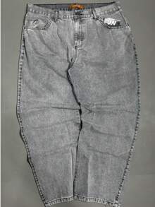 Light Gray Baggy Jeans, Basic Style, Unique Sportlife Denim Original - Light Grey - View 8