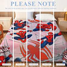 Marvel Spider-Man Themed Flannel Blanket, With Dense Spider-Man Figures And Web Elements, Strong Visual Impact, Main Colors Are Red, Blue And White, Warm And Soft, Can Be Used As Sofa Cover, Nap Blanket, Bedding Decor Blanket, Etc. - Multicolor - View 9