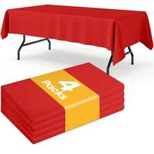 Plastic Table Cloth Disposable 8 Pack, 54 X 108 Inch Table Cloths, Valentines Day, Thanksgiving, Christmas Decorations, Fall Tablecloths, Rectangle, Plastic Cover, Leakproof & Sturdy, Red - Red - View 7