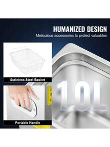 10L Ultrasonic Cleaner 2.5 Gal Professional, Easy To Use With Digital Timer & Heater, Stainless Steel Industrial Machine For Jewelry Dentures Small Parts, 110V, FCC/CE/RoHS Certified, 10 Liter - Silver - View 4