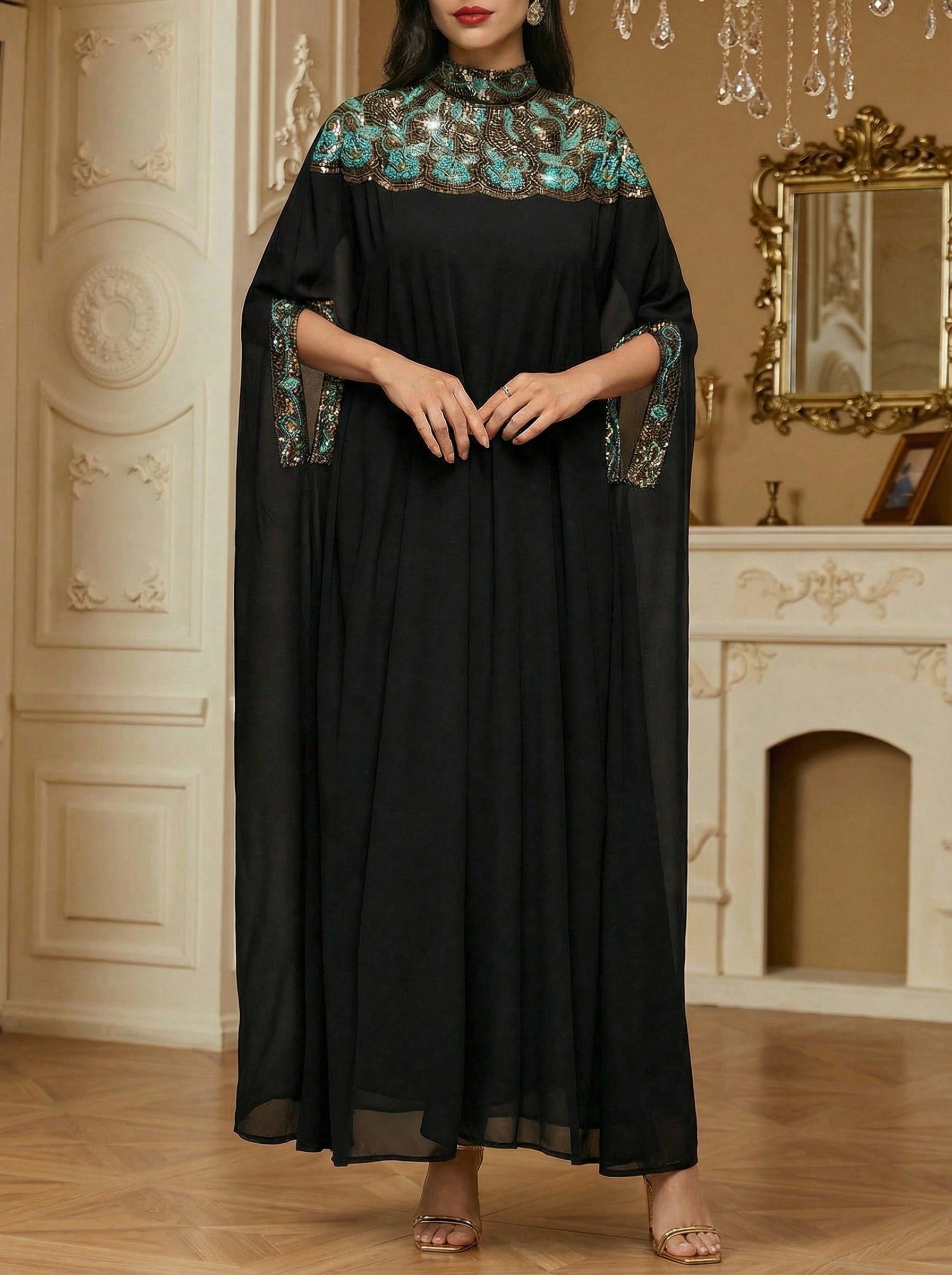 Solessence رمضان عباءة عربية طويلة ناعمة ومريحة، ب...