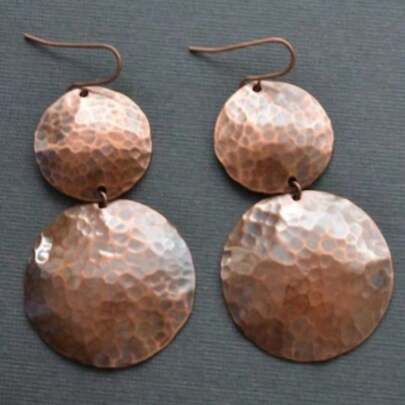 Copper Earrings, Handmade Hammered Copper Earrings, Copper Jewelry, Large Hoop Earrings