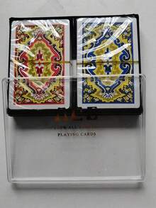 2pcs/Set Waterproof PVC Boxed Red & Blue Pattern Playing Cards, Board Game, 57*89mm Playing Cards, Outdoor Entertainment Prop - Multicolor - View 8