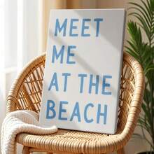 1pc Meet Me At The Beach Wall Art, Minimalist Motivational Framed Wall Art, Wrapped Canvas Poster Vintage Prints, Meet Me At The Beach - Minimalist, Minimalist, Modern, Clean Style, Birthday Party Decor, Decorative Wall Art For Living Room Bedroom Office, Hanging Hardware Included - Wrapped Framed Canvas, Vertical - Framed Canvas - View 3
