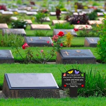 1 件装耐用亚克力 2D 平面纪念牌匾，适合送给妈妈、爸爸和亲人，户外花园慰问装饰