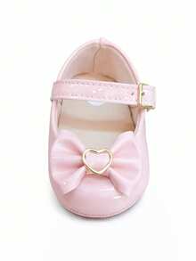 Baby Girl's Patent Leather Ballet Flats, Doll Style, Bow With Heart, Sizes 14 To 19. - 淺粉色 - 查看 2