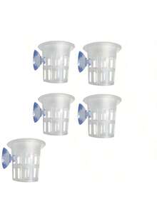 5pcs Fish Tank Planting Baskets, Aquarium Hydroponics Plant Baskets, Fish-Vegetable Symbiosis Device, Fish Tank Landscaping Decor, PP Material, With Suction Cups - Black - View 9