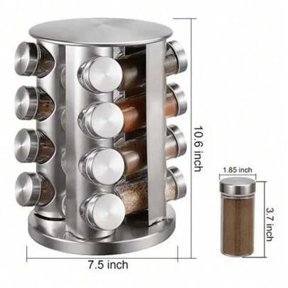 Especiero Giratorio de 16 Frascos, Almacenamiento para Especias, Organización de Cocina