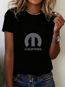 top de mujer Casuales Curvy Camiseta De Manga Corta Con Estampado Deportivas Para  ropa de mujer Negro estilo minimalista con logo automotriz Mopar ideal para amantes de los coches y la cultura automovilística moderna - Negro - Ver 1